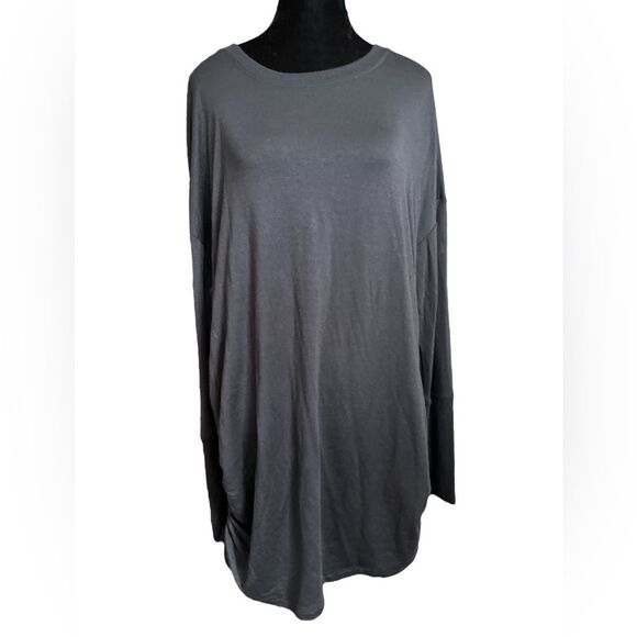 Athleta Charcoal Threadlight Asym Relaxed Long Sleeve Tunic Size Large - Picture 3 of 8